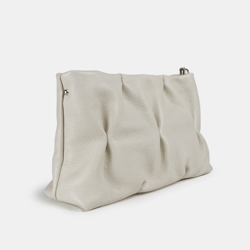 Bolso de bandolera de piel arrugada beige Cecilia M