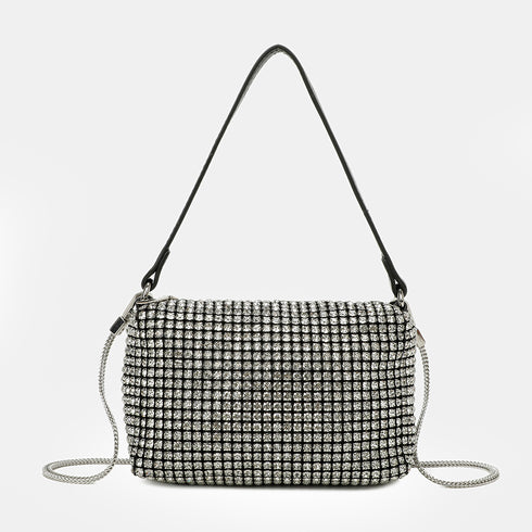 Bolso de mano de fiesta con piedras glamurosas plata Kelly