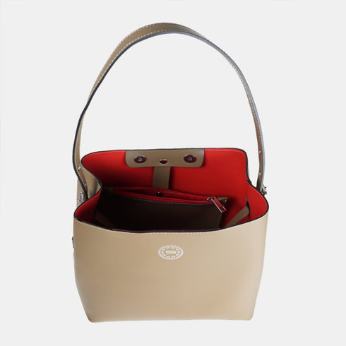 Bolso Hobo de Piel Khaki para Mujer - Leticia