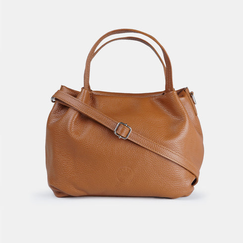 Bolso de mano de piel estilo saco para mujer marrón Stefy