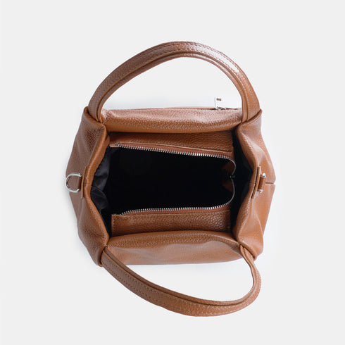 Bolso de mano de piel estilo saco para mujer marrón Stefy