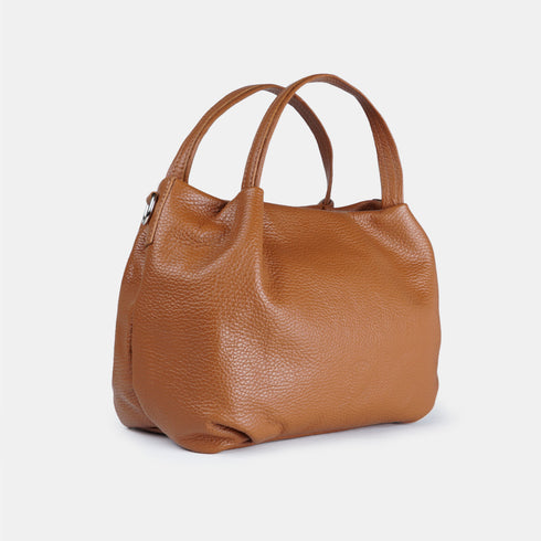 Bolso de mano de piel estilo saco para mujer marrón Stefy