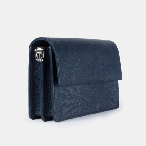 Bolso bandolera de piel para mujer azul oscuro marino Adina