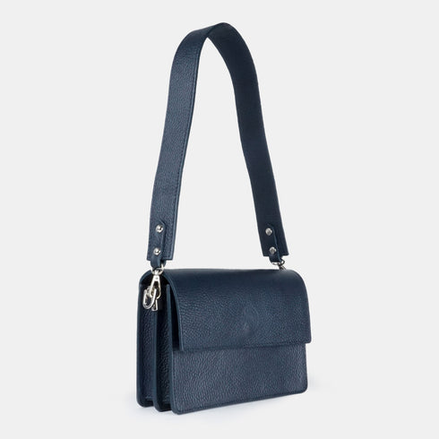 Bolso bandolera de piel para mujer azul oscuro marino Adina