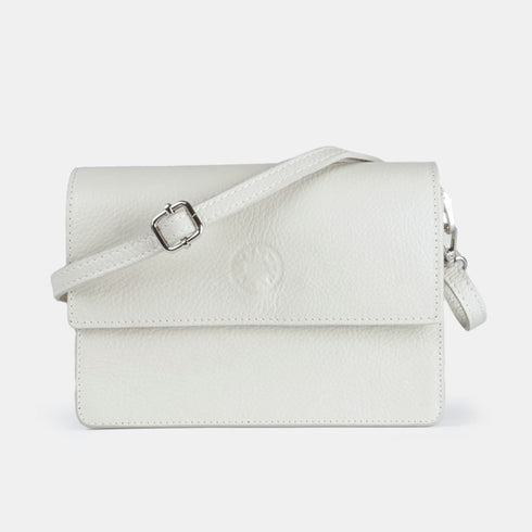 Bolso bandolera de piel para mujer beige Adina