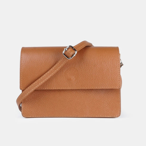 Bolso bandolera de piel para mujer marrón Adina