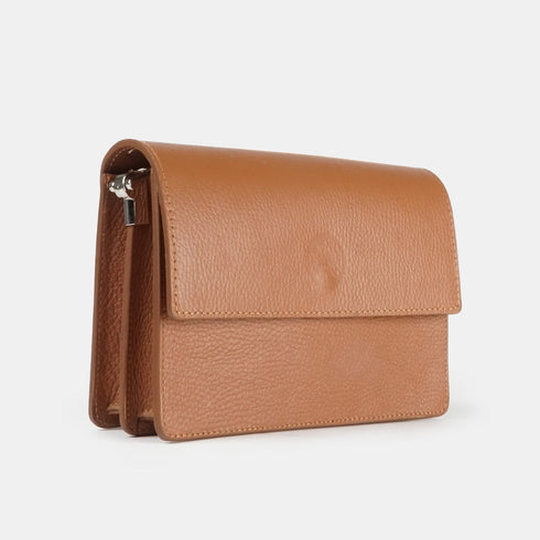 Bolso bandolera de piel para mujer marrón Adina