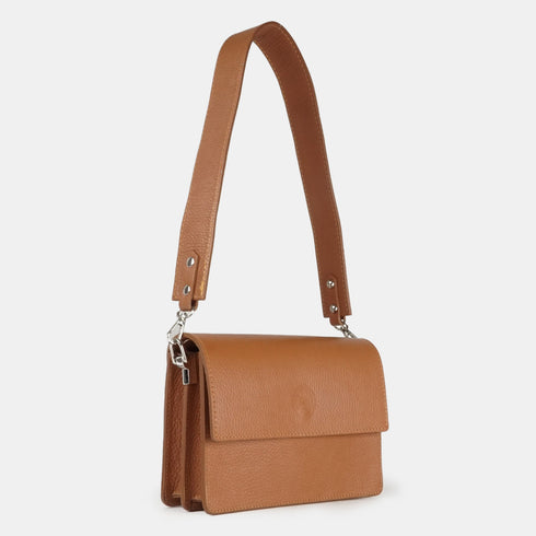 Bolso bandolera de piel para mujer marrón Adina