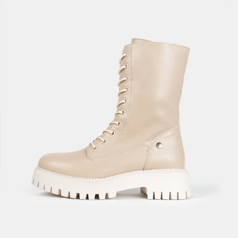 Botines militares con cordones para mujer beige Rosie