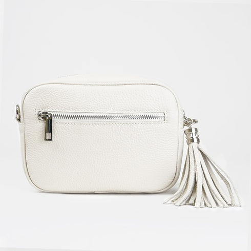 Bolso de bandolera piel con pompón Cristin Primavera Beige