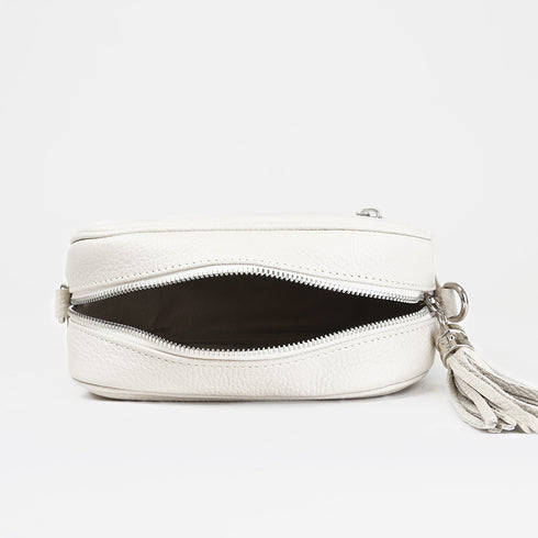 Bolso de bandolera piel con pompón Cristin Primavera Beige