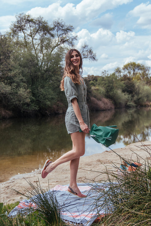 Bolso de bandolera de piel para mujer Acacias Verde