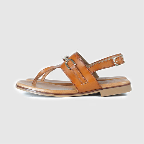 Sandalias planas de mujer de piel marrón Sami