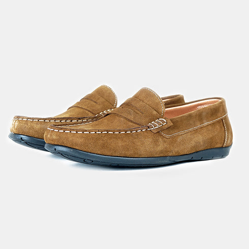 Mocasines de piel ante para hombre Luigi Marrón