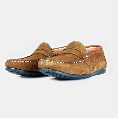 Mocasines de piel ante para hombre Luigi Marrón