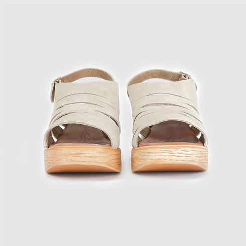 Sandalias con tacón de esparto Shirly (Beige)