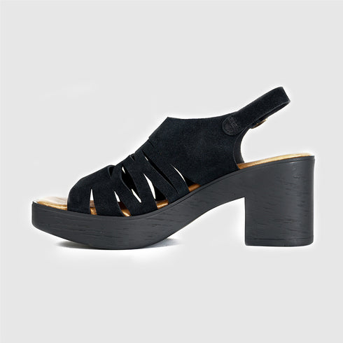 Sandalias con tacón de esparto Shirly (Negro)
