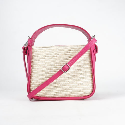 Bolso de mano de piel y rafia para mujer Pandorina fucsia