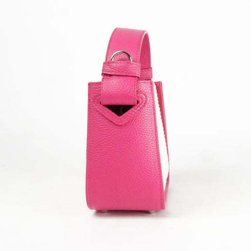 Bolso de mano de piel y rafia para mujer Pandorina fucsia