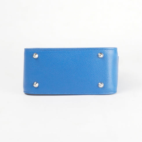 Bolso de mano de piel y rafia para mujer Pandorina Azul Klein