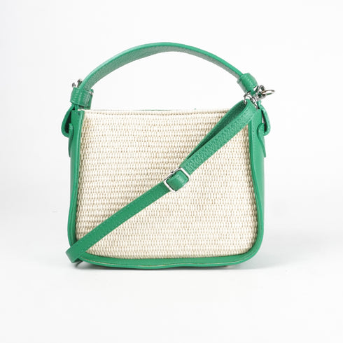Bolso de mano de piel y rafia para mujer Pandorina Verde