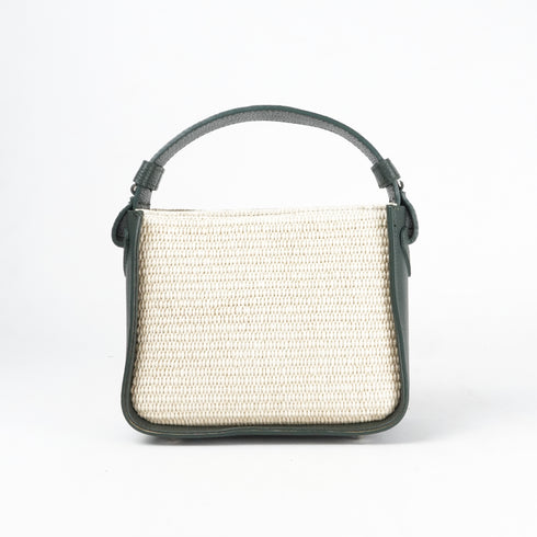 Bolso de mano de piel y rafia para mujer Pandorina Verde oscuro