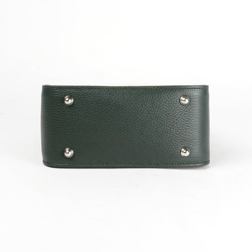 Bolso de mano de piel y rafia para mujer Pandorina Verde oscuro