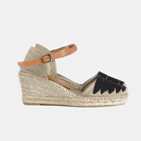 Alpargata con cuña de yute para mujer Yara Negro