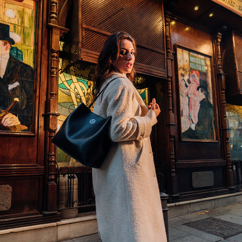 Bolso Hobo de Piel Negro para Mujer - Leticia