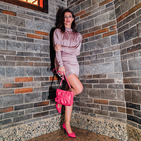 Zapato con tacón de licra fucsia Meryl