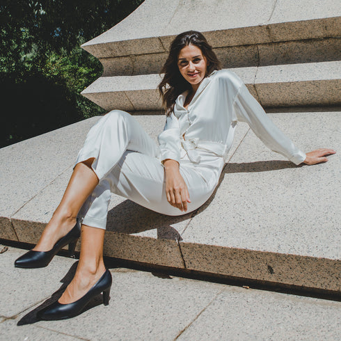 Zapatos de tacón 6.5cm de piel negro Tania