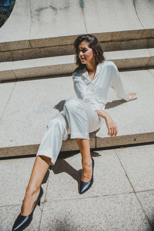 Zapatos de tacón 8cm de piel negro Tania