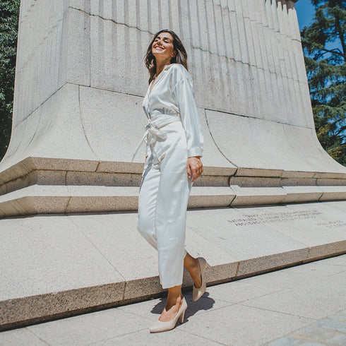 Zapatos de tacón 8cm de piel beige Tania