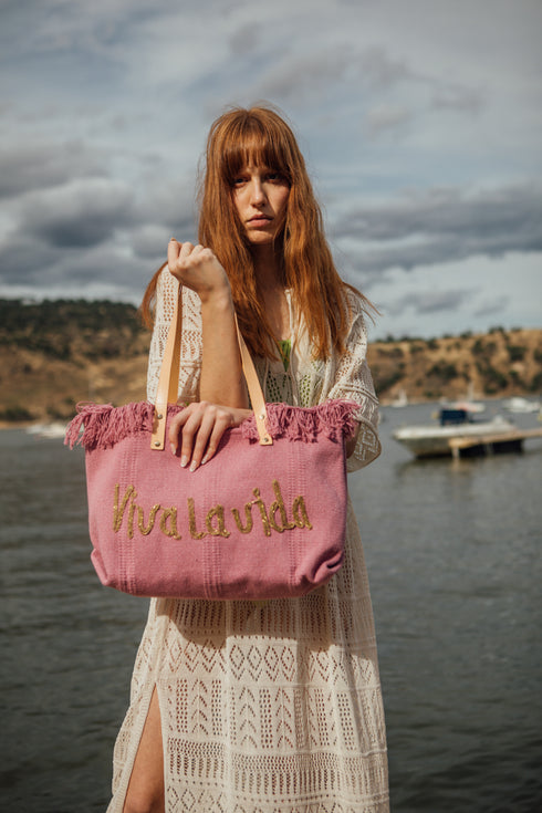 Bolso de playa de lino Hola Tammy