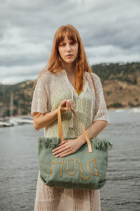 Bolso de playa de lino Hola Tammy