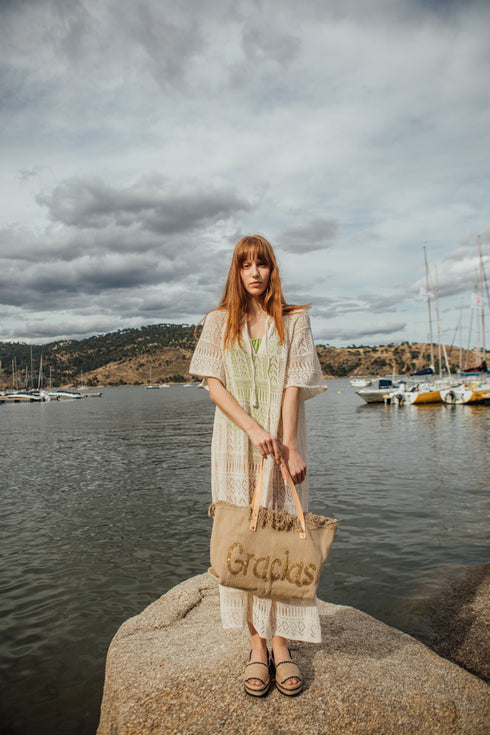 Bolso de playa de lino Hola Tammy
