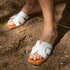 Sandalias planas de mujer piel Samantha (Blanca)