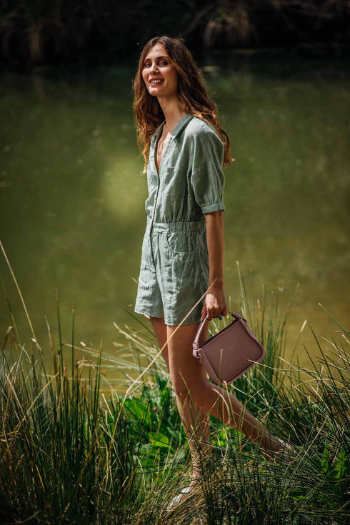 Bolso de mano de piel para mujer Pandorín rosa