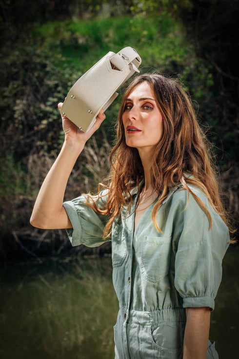 Bolso de mano de piel para mujer Pandorín beige