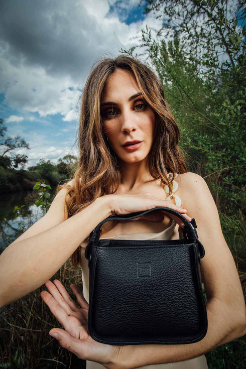 Bolso de mano de piel para mujer Pandorín negro