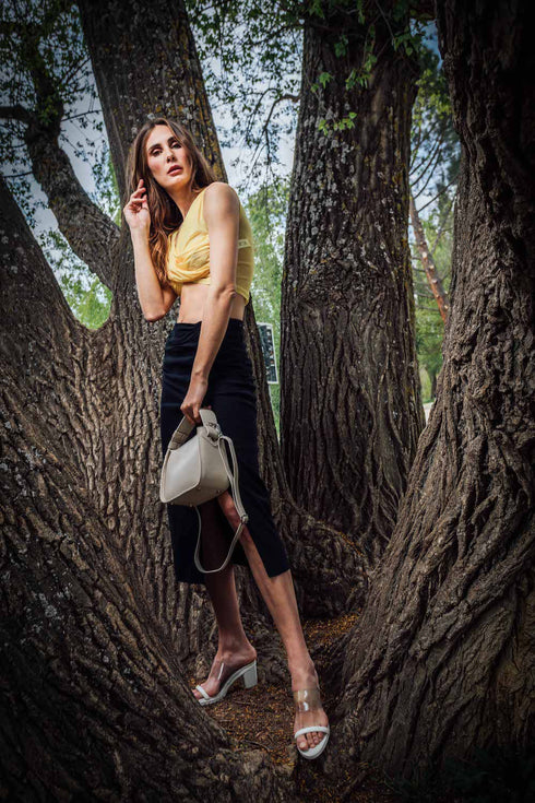 Bolso de mano de piel para mujer Pandorín beige