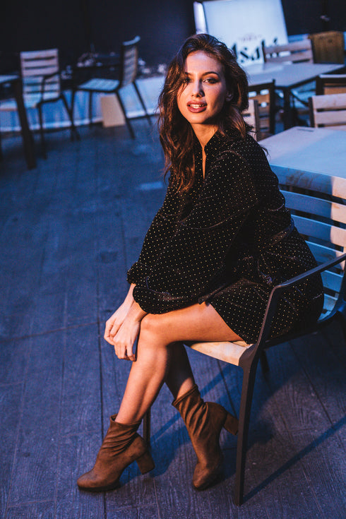 Botines de tacón mujer de antelina marrón Pineda