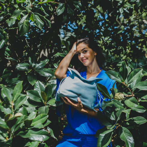 Bolso de bandolera de piel para mujer Acacias Azul Celeste