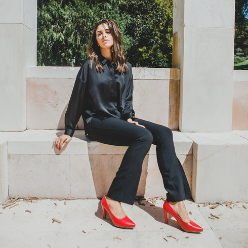 Zapatos de tacón 6.5cm de piel rojo Tania