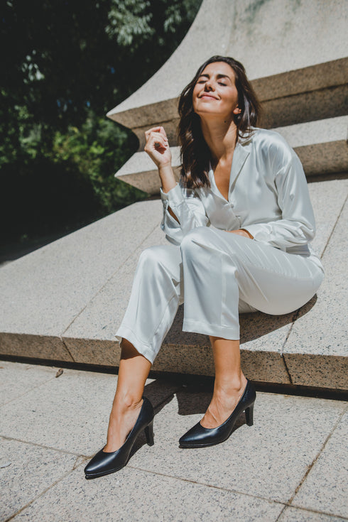 Zapatos de tacón 8cm de piel negro Tania