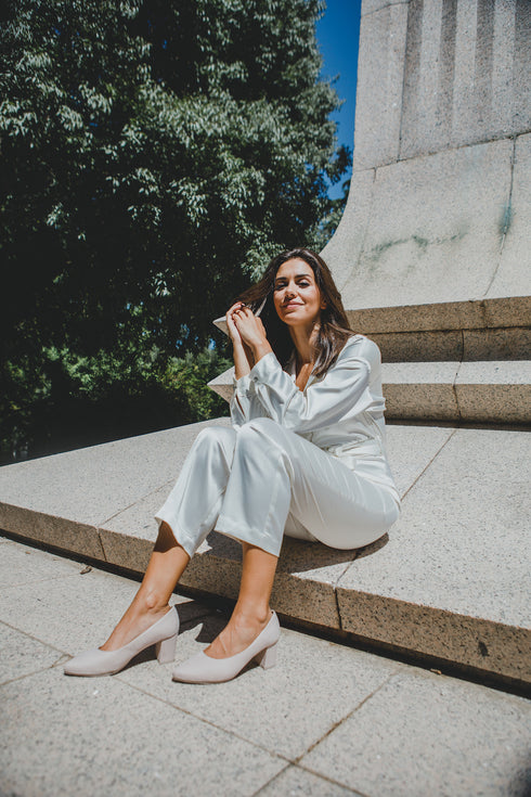 Zapatos de tacón de piel nude Tabata