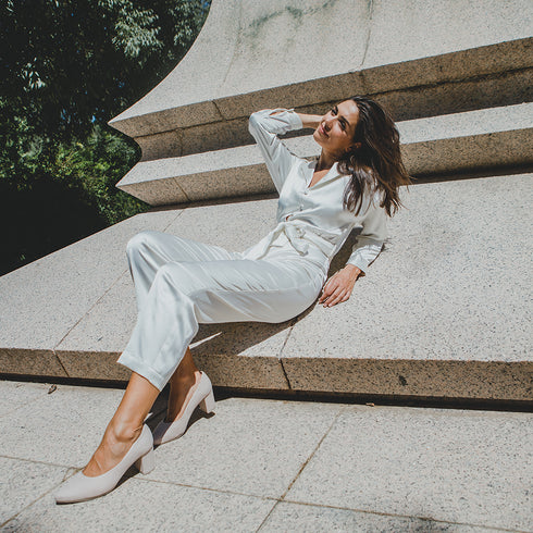 Zapatos de tacón de piel nude Tabata