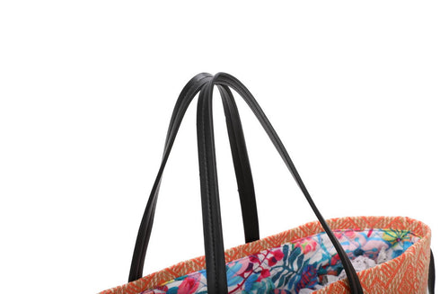 Bolso tote de rafia grande mujer con neceser interior reversible Paz