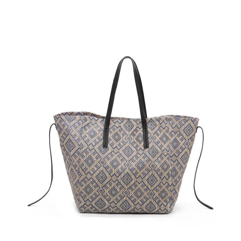 Bolso tote de rafia grande mujer con neceser interior reversible Paz