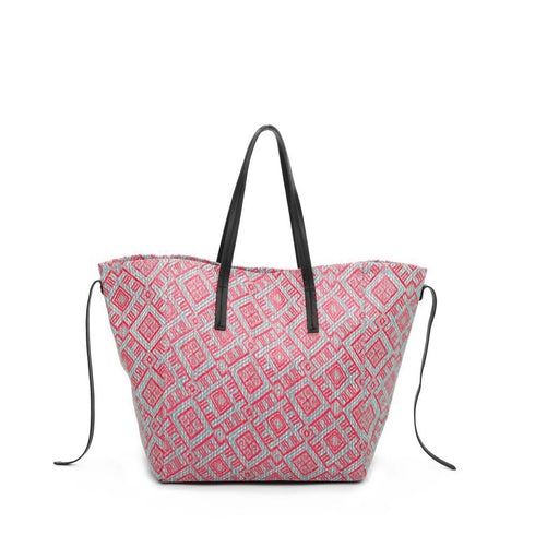 Bolso tote de rafia grande mujer con neceser interior reversible Paz
